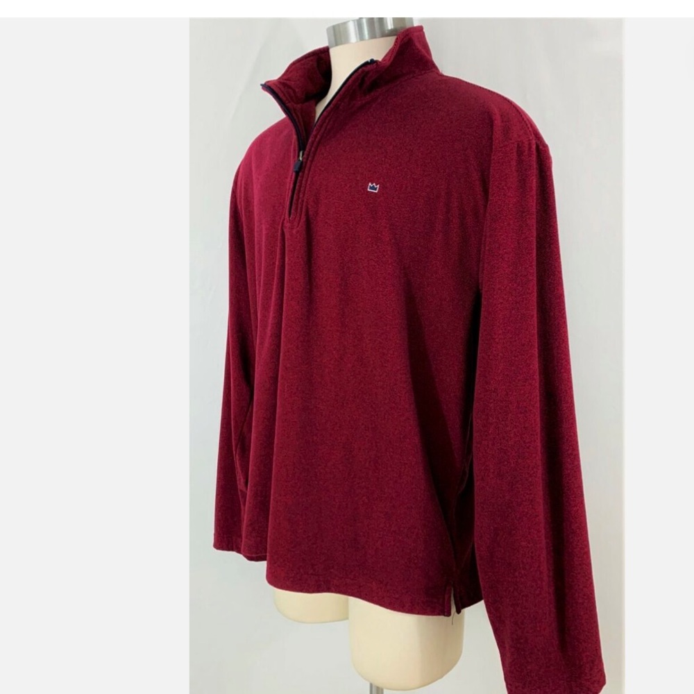 Crown & Ivy‎ Mens XXL pullover jacket Fleece Quarter Zip Pullover Burgundy shirt